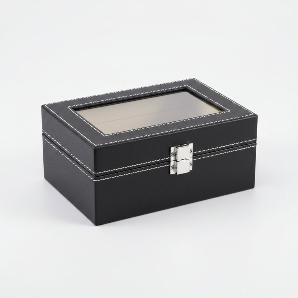 Budget PU 3 slot watch box black
